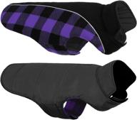 stay warm and stylish: queenmore reversible dog winter coat for small, medium, and large dogs - reflective, windproof, and waterproof plaid dog jacket логотип