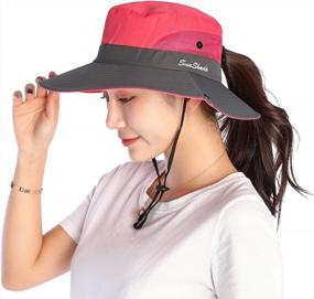 img 4 attached to Women'S Sun Hat Wide Brim Bucket Mesh Boonie Beach Fishing UV Protection Cap