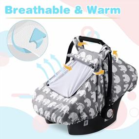 img 2 attached to Babies Car Seat Covers - SMTTW Infant Car Canopy For Spring, Summer, Autumn & Winter - Universal Fit, Snug Warm And Breathable - Car Seat Canopy For Boys And Girls With Cute Elephant Design