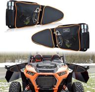 🚪 sresk rzr side door bags - utv accessories for 2014-2022 polaris rzr xp turbo turbo s 1000 s900 - offroad utv front door side storage bag set with knee pad (orange piping) логотип