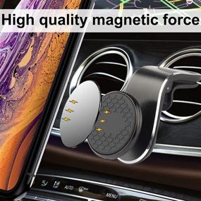 img 1 attached to 📱 Secure and Adjustable Magnetic Phone Car Mount with 5 Super Magnets - Ideal for iPhone, Samsung, Google – Black