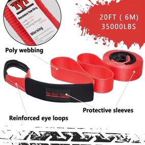 img 1 attached to 🔥 TYT Red Recovery Tow Strap 3" x 20ft, Heavy Duty 35,000lbs Strength Offroad Tree Saver Straps with Triple Padding & Storage Bag for Emergency 4x4 Towing or Pulling