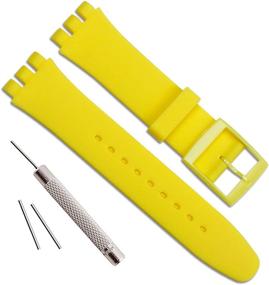 img 4 attached to Replacement Waterproof Silicone Rubber Swatch Men's Watches best in Watch Bands