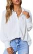 women's puff sleeve blouse, long-sleeve button up dressy shirt top logo