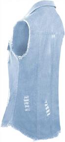 img 1 attached to Plus Size Women'S Distressed Sleeveless Jean Jacket Long Denim Cardigan Vest - Dasior