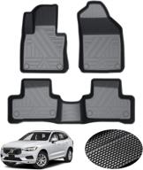 🚗 kust custom fit floor mats for volvo xc60 all weather 2018-2022 - black non-slip liners логотип