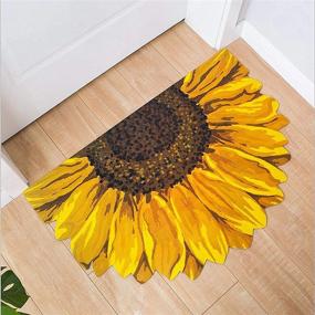 img 4 attached to UKELER Indoor Doormat Yellow Sunflower Front Door Mat 35''X23'' Non Slip Rubber Backing Floral Rugs Welcome Decorative Door Mat For Inside Outside Entry