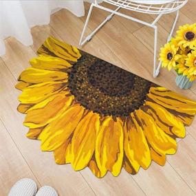 img 3 attached to UKELER Indoor Doormat Yellow Sunflower Front Door Mat 35''X23'' Non Slip Rubber Backing Floral Rugs Welcome Decorative Door Mat For Inside Outside Entry