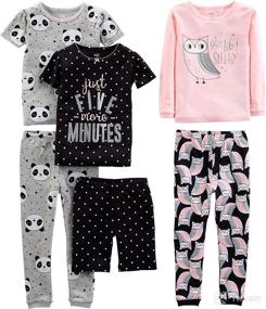 img 1 attached to 👶 Simple Joys by Carter's 6-Piece Snug-Fit Cotton Pajama Set for Babies, Toddlers, and Girls - Comfortable Sleepwear Collection