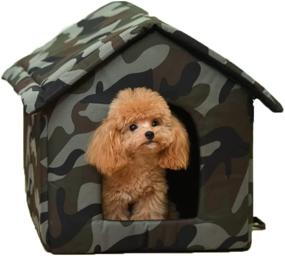 img 4 attached to 🐱 LAXY Waterproof Canvas Cat Dog House: Collapsible Warm Pet Nest for Indoor/Outdoor use - Feral Cat Dog Shelter Cave for Enhanced Kitty Shelter Experience