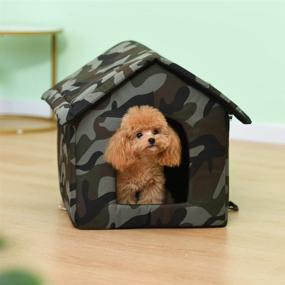 img 1 attached to 🐱 LAXY Waterproof Canvas Cat Dog House: Collapsible Warm Pet Nest for Indoor/Outdoor use - Feral Cat Dog Shelter Cave for Enhanced Kitty Shelter Experience