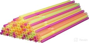 img 1 attached to 250-Pack of Neon Colored Flexible Plastic Drinking Straws - Disposable Straws, 8 inches Tall, Assorted Vibrant Colors