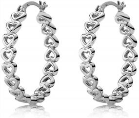 img 3 attached to Sterling Silver Love Heart Infinity Linked Hoop Earrings For Women Girls - LeCalla