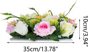 img 1 attached to Artificial Flower Ball Bouquet - 2 Pcs With 14 Heads Artificial Roses And Plastic Base, Ideal For Home Decor, Front Door, Wedding, Valentine'S Day, And Parties In Pink And White.