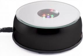 img 2 attached to Mesmerizing Amlong Crystal 4 Inch LED Light Rotating Display Base With Adaptor In Sleek Black Design
