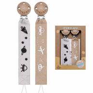 2 pack tyry.hu pacifier clip for baby girls boys - universal fit, embroidery ribbon leash & webbing holder, neutral binky clips - perfect baby birthday gift! logo