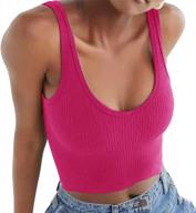 scoop neck ribbed crop tank top for women - sleeveless cropped shirt by gembera logo