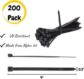 img 3 attached to Bates - 200 Pack, 4 Inch Cable Zip Ties - Enhancing Cable Management with Zipties, Tie Wraps, Electrical Ties, Plastic Straps, Wire and Cord Ties - Black Zip Tie Solution for Versatile Applications