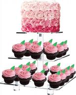 jusalpha® 3 tier strong acrylic square cupcake stand, dessert display tower (clear, 1) logo