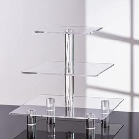 img 2 attached to Jusalpha® 3 Tier Strong Acrylic Square Cupcake Stand, Dessert Display Tower (Clear, 1)