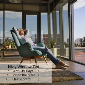 img 2 attached to Enhance Privacy And Control UV Heat With Niviy One Way Window Film - Black-Silver Self-Adhesive Tint For Home And Office - 17.5 X 78.7 Inches