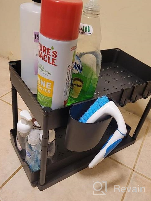 img 1 attached to Maximize Under Sink Space: 2 Tier Stretchable Organizer With Over The Door Storage review by Jorge Toussaint