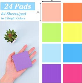 img 3 attached to 24 Pack 3X3 Inches Sticky Notes, Bright Colors Self-Stick Pads With Super Sticking Power, Easy To Post For Home Office Notebook - 84 Sheets/Pad