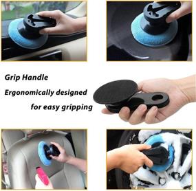 img 3 attached to LILER 7-Piece Car Wax Applicator Kit with Microfiber Polishing Sponges - Soft Microfiber Pads (5" Diameter x 6) and Handle (7)