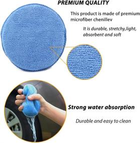 img 1 attached to LILER 7-Piece Car Wax Applicator Kit with Microfiber Polishing Sponges - Soft Microfiber Pads (5" Diameter x 6) and Handle (7)