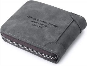 img 3 attached to Customized Men'S Wallet With Engraving And Photo, Zipper Closure Personalized Wallets