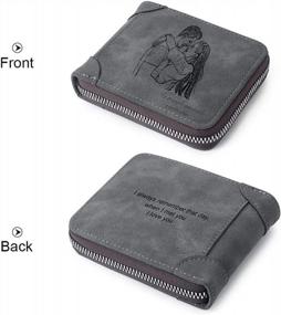 img 2 attached to Customized Men'S Wallet With Engraving And Photo, Zipper Closure Personalized Wallets