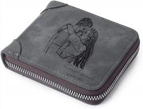img 4 attached to Customized Men'S Wallet With Engraving And Photo, Zipper Closure Personalized Wallets