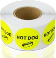 300 bright yellow 1-inch round hot dog stickers for food trucks, restaurants, supermarkets, and grocery stores - eye-catching meal choice labels for packages and menus logo
