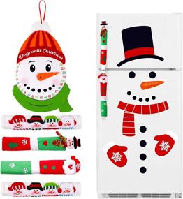 img 4 attached to Christmas Kitchen Decor Set: 4 Snowman Refrigerator Handle Covers, Advent Calendar, And Clings - Festive Fridge, Oven, And Cabinet Appliance Door Handle Protectors And Display