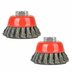 img 4 attached to Aain® 3 Inch Wire Wheel Cup Brush - Pack Of 2 For Grinders, 5/8"-11 Threaded Arbor, Max RPM 12,500 - Ideal For Rust Removal And Abrasives