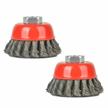 aain® 3 inch wire wheel cup brush - pack of 2 for grinders, 5/8"-11 threaded arbor, max rpm 12,500 - ideal for rust removal and abrasives logo