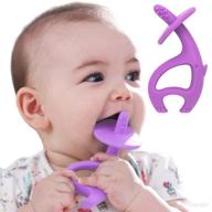 🐘 mombella ellie elephant silicone teething toy for babies 3-12 months - training toothbrush and gum massager - unisex (purple) logo