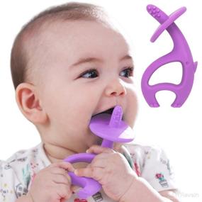 img 4 attached to 🐘 Mombella Ellie Elephant Silicone Teething Toy for Babies 3-12 Months - Training Toothbrush and Gum Massager - Unisex (Purple)