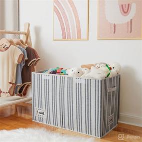 img 3 attached to Organize and Store Toys with LoforHoney Home Kids Toy Box – Double-Open Lid Toy Storage Bins in White & Black Stripe