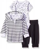 🏻 hanes baby ultimate flexy knit jogger set with bodysuit and zippin knit hoodie логотип