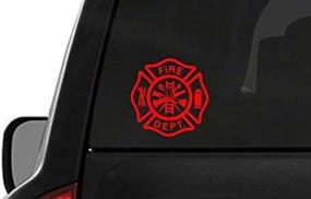 img 2 attached to 🔥 Red Fire Department Logo (T18) Firefighter Vinyl Decal Sticker Car Window - CustomDecal US 4 Inch