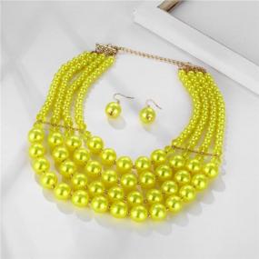 img 3 attached to Multi-Layered Statement Necklace With Big Simulated Pearls And Resin Beads In 5 Vibrant Colors - Perfect For Evening Wear, Featuring 4 Strands For An Eye-Catching Collar Look