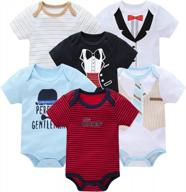 kavkas 6-pack cotton short sleeve bodysuits for baby boys and girls, cute and comfortable baby clothes, available in sizes 0-12 months logo