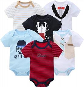 img 4 attached to Kavkas 6-Pack Cotton Short Sleeve Bodysuits For Baby Boys And Girls, Cute And Comfortable Baby Clothes, Available In Sizes 0-12 Months