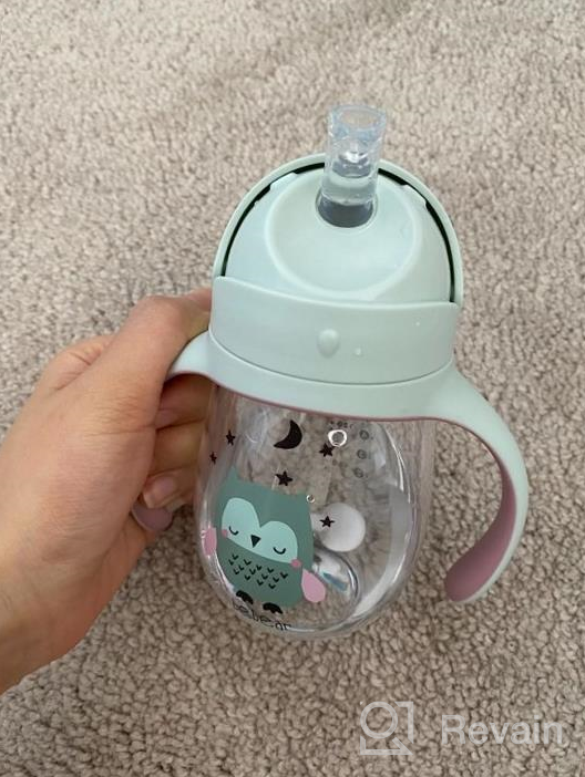 img 1 attached to Bebamour Click Lock Weighted Baby Sippy Cups With Removable Handles No Spill Toddler Sippy Cups Transition Cups With With Duck Mouth Cover, Bottle Strap Set (240 ML, Green) review by John Collins