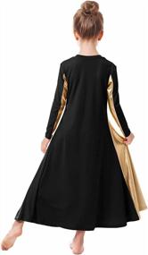 img 1 attached to Shine Bright In OwlFay'S Metallic Gold Praise Dance Dress For Girls - Stunning Color Block Design, Long Sleeves, Perfect For Lyrical Worship Dance