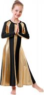 яркое сияние в танцевальном платье owlfay's metallic gold praise для девочек - потрясающий дизайн с цветовыми блоками, длинные рукава, идеально подходит для лирического танца поклонения логотип