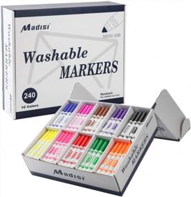 img 4 attached to Bulk Pack Of 240 Washable Broad Line Markers In Assorted Colors For Classroom Activities By Madisi