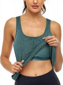 img 4 attached to Stay Supported And Stylish With Miusey'S Sleeveless Racerback Yoga Tops With Built-In Shelf Bras