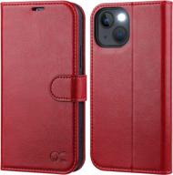 stylish and secure: red ocase wallet case for iphone 14 with rfid blocking, card holders, and tpu inner shell logo